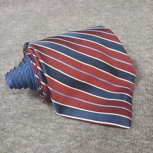 Tommy Hilfiger 2 Tone Red Blue Stripe 100% Silk Men's Necktie Made In USA‎